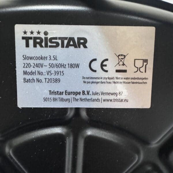 Tristar VS-3915 Slow Cooker